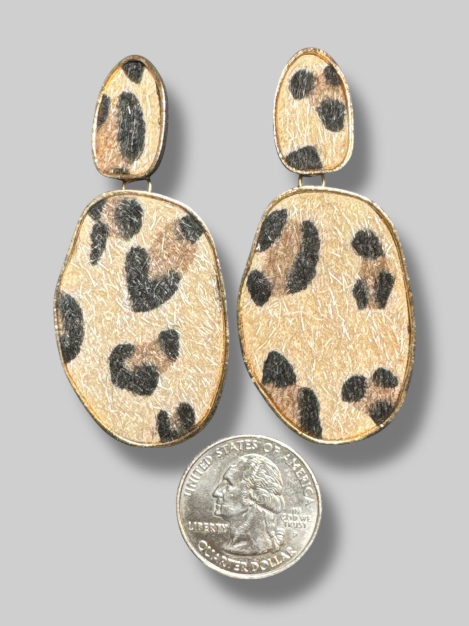 Faux fur brown, tan, and black animal print earrings