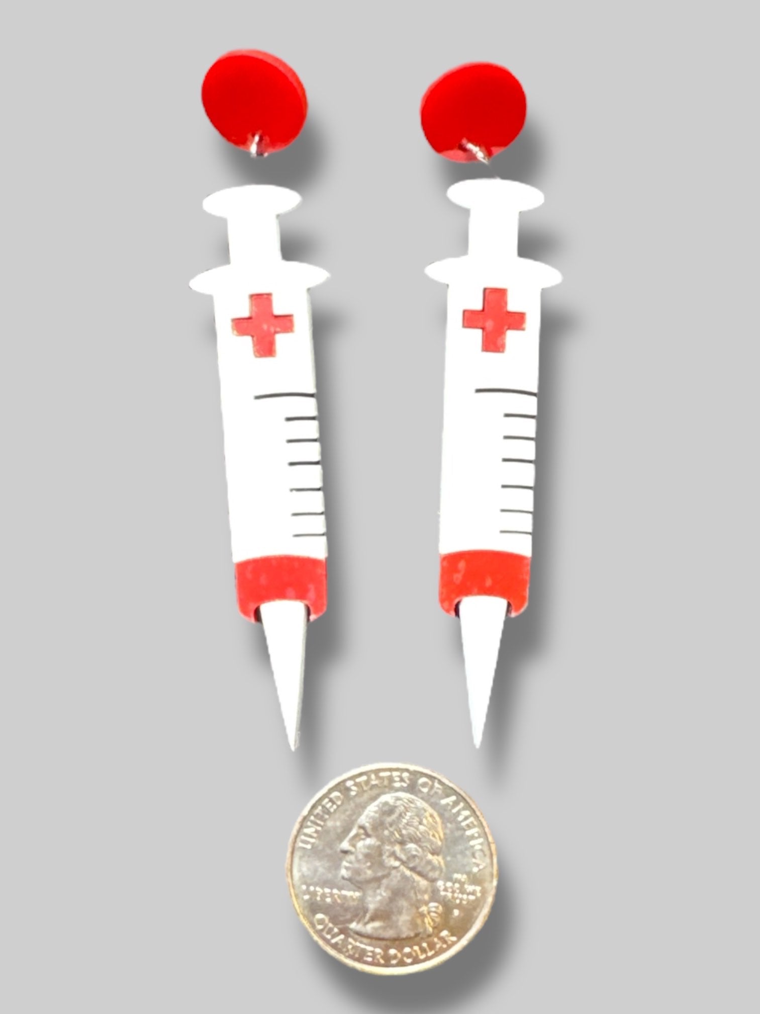 Red and white shot earrings