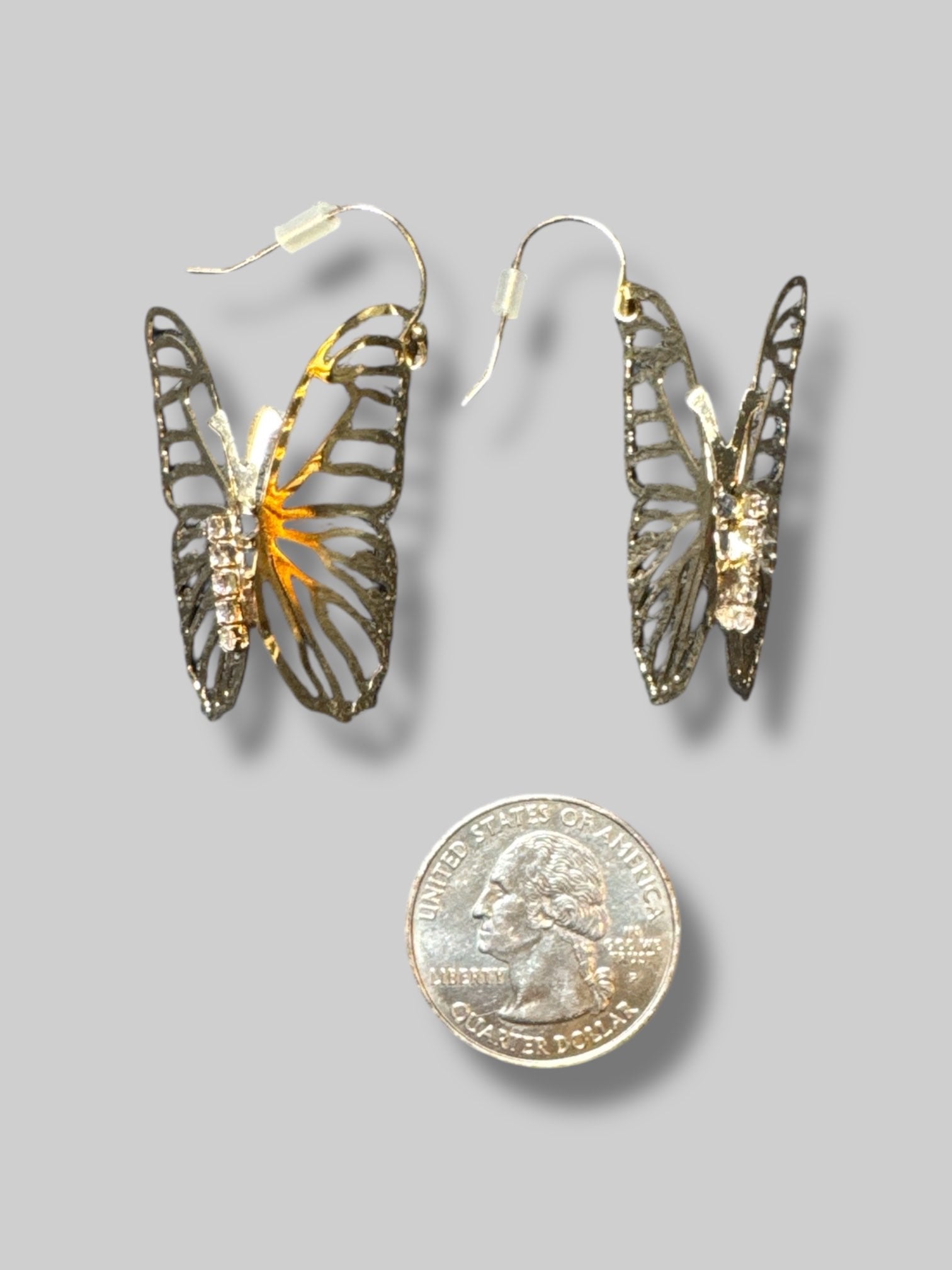 Butterfly earrings with rhinestones