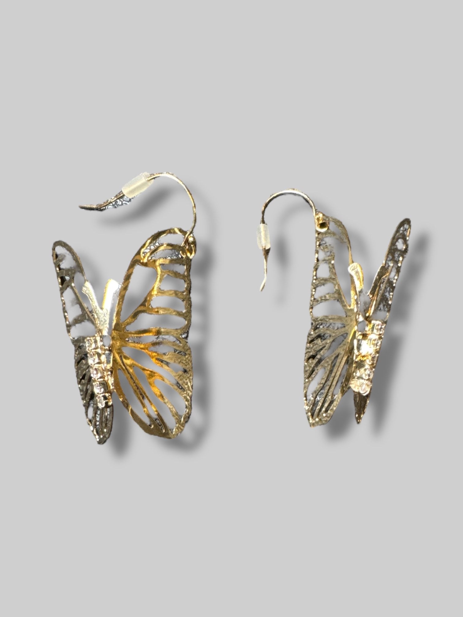 Butterfly earrings with rhinestones