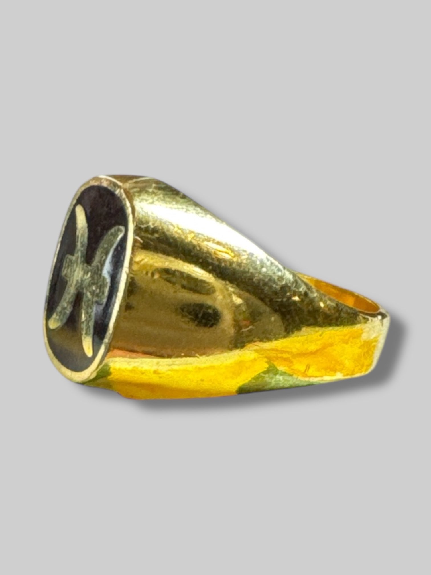 Size 8 gold tone Pisces symbol ring