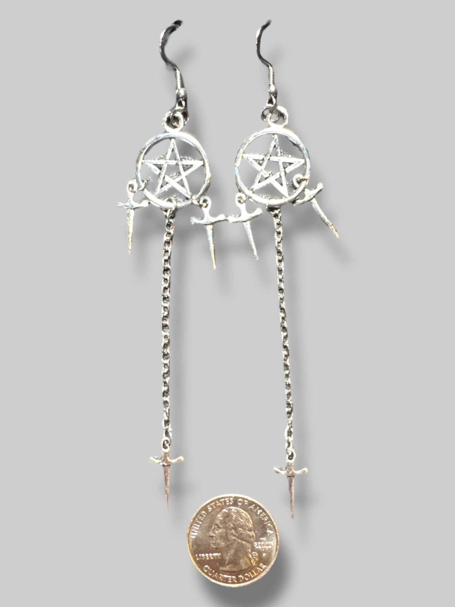 Pentagram with swords earrings