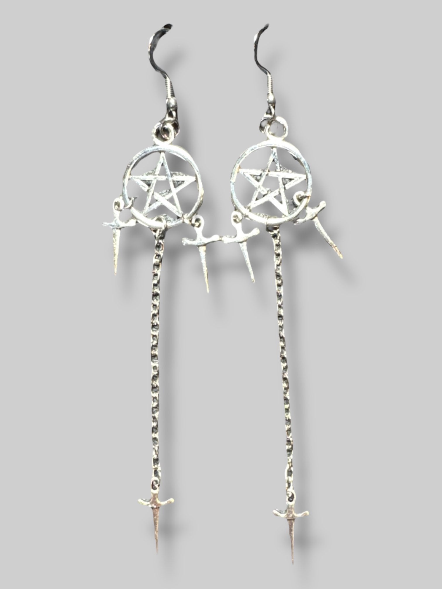Pentagram with swords earrings