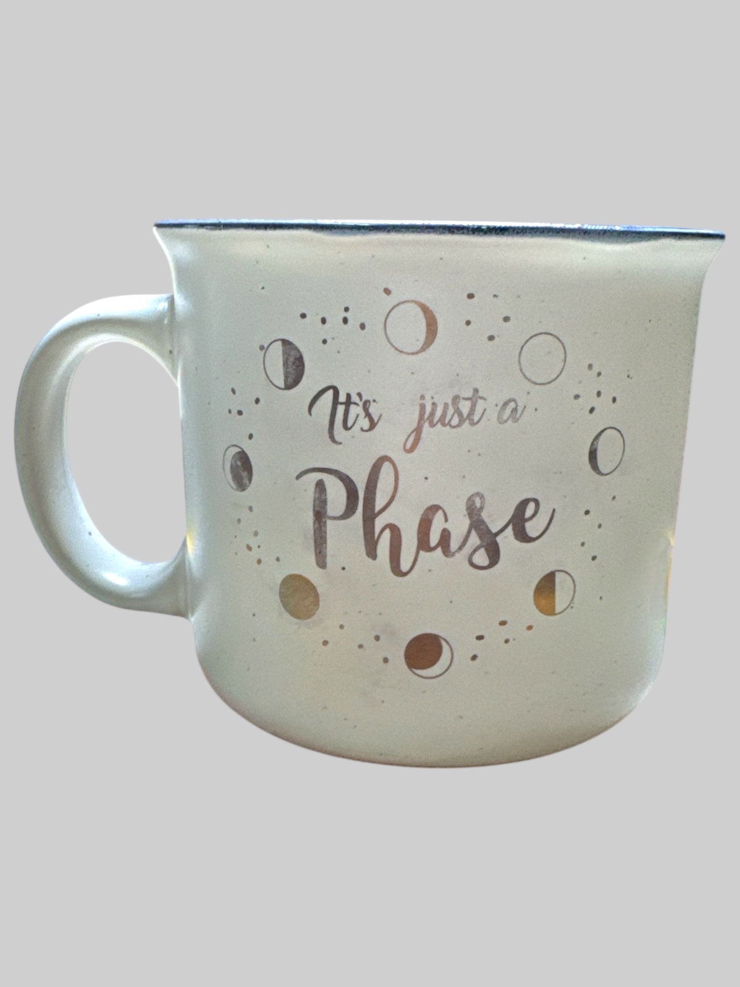 3.5” off white mug with blue and white celestial interior