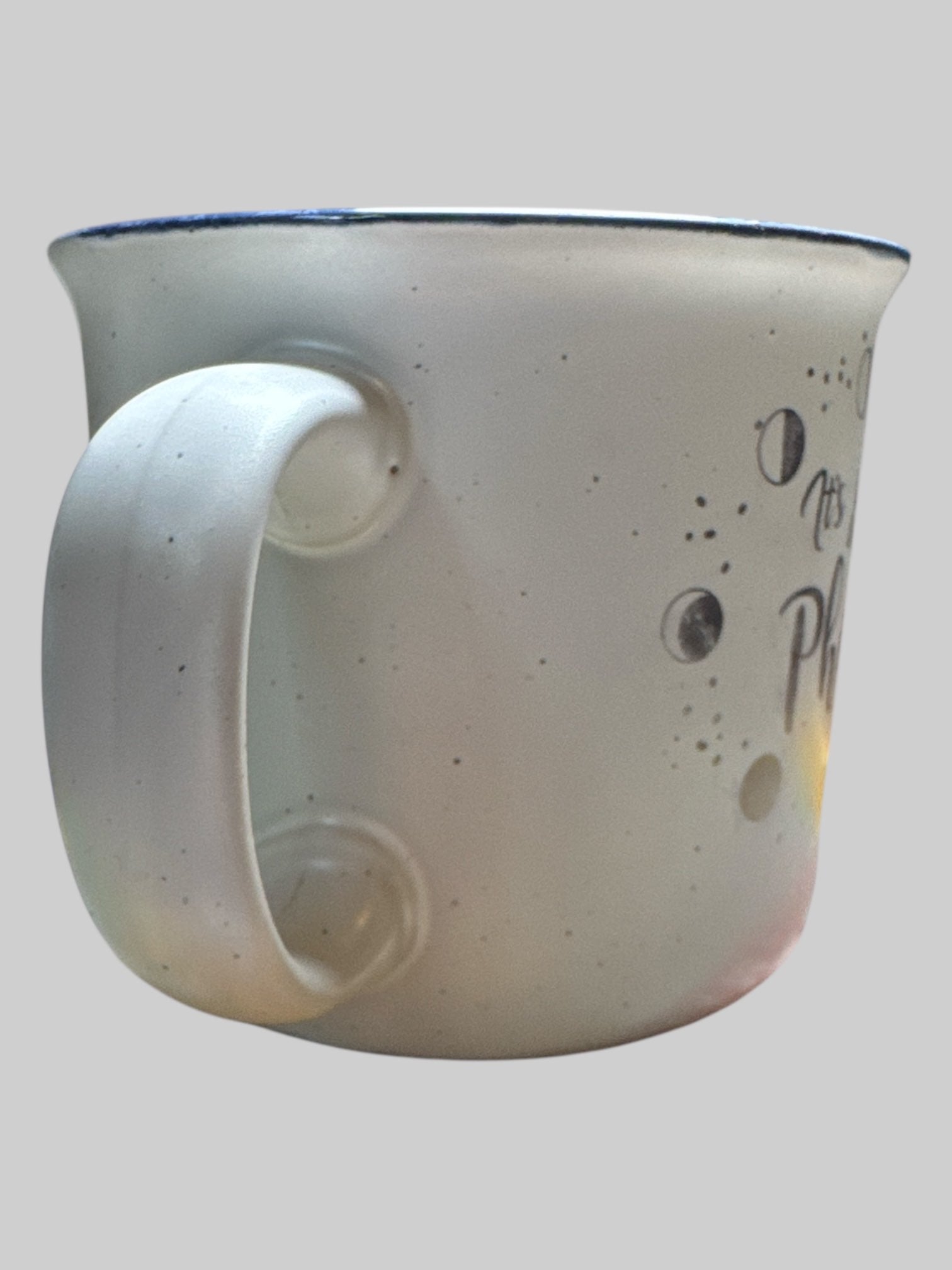 3.5” off white mug with blue and white celestial interior