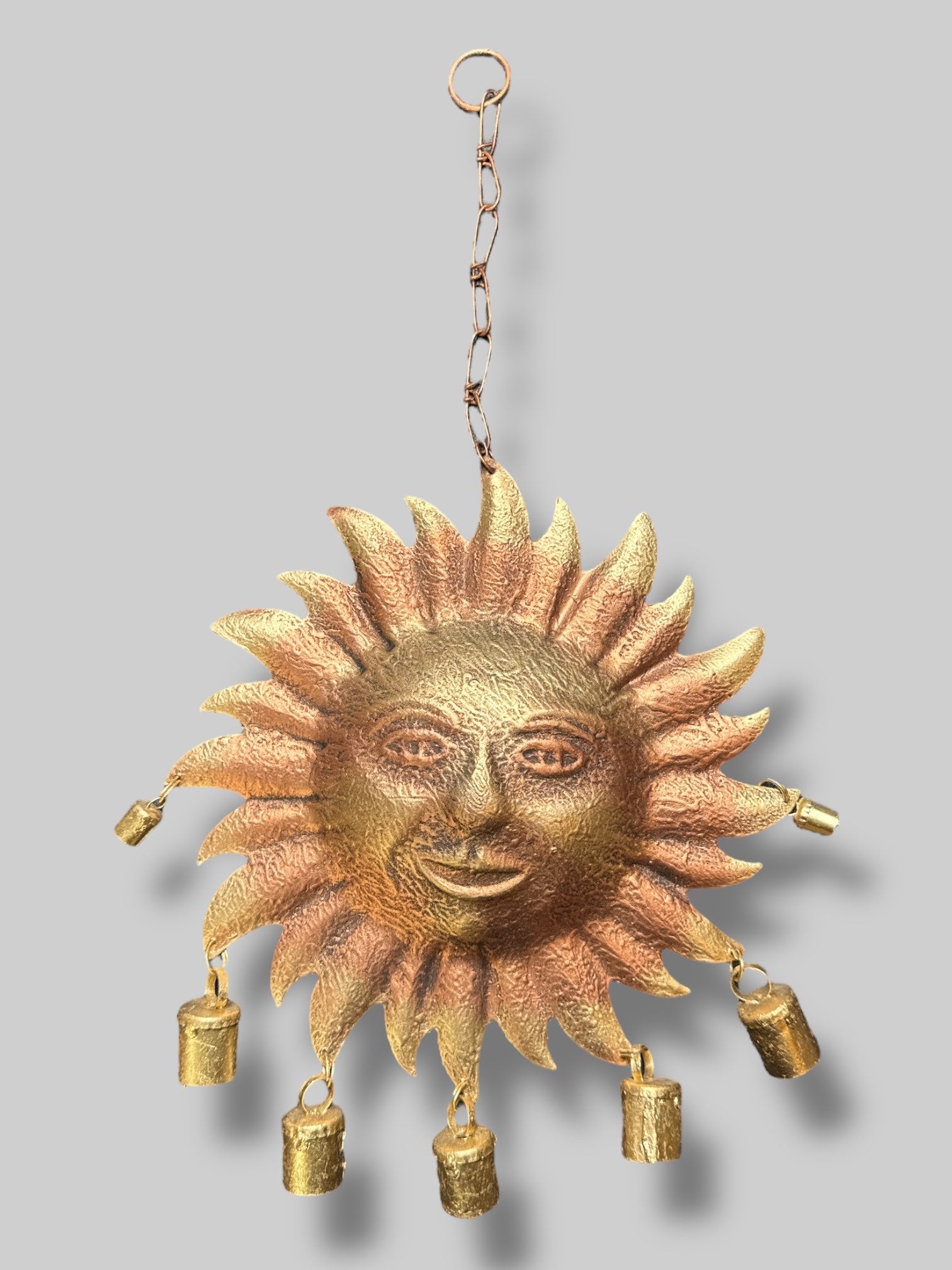 20” long and 10” gold tone sun wind chime