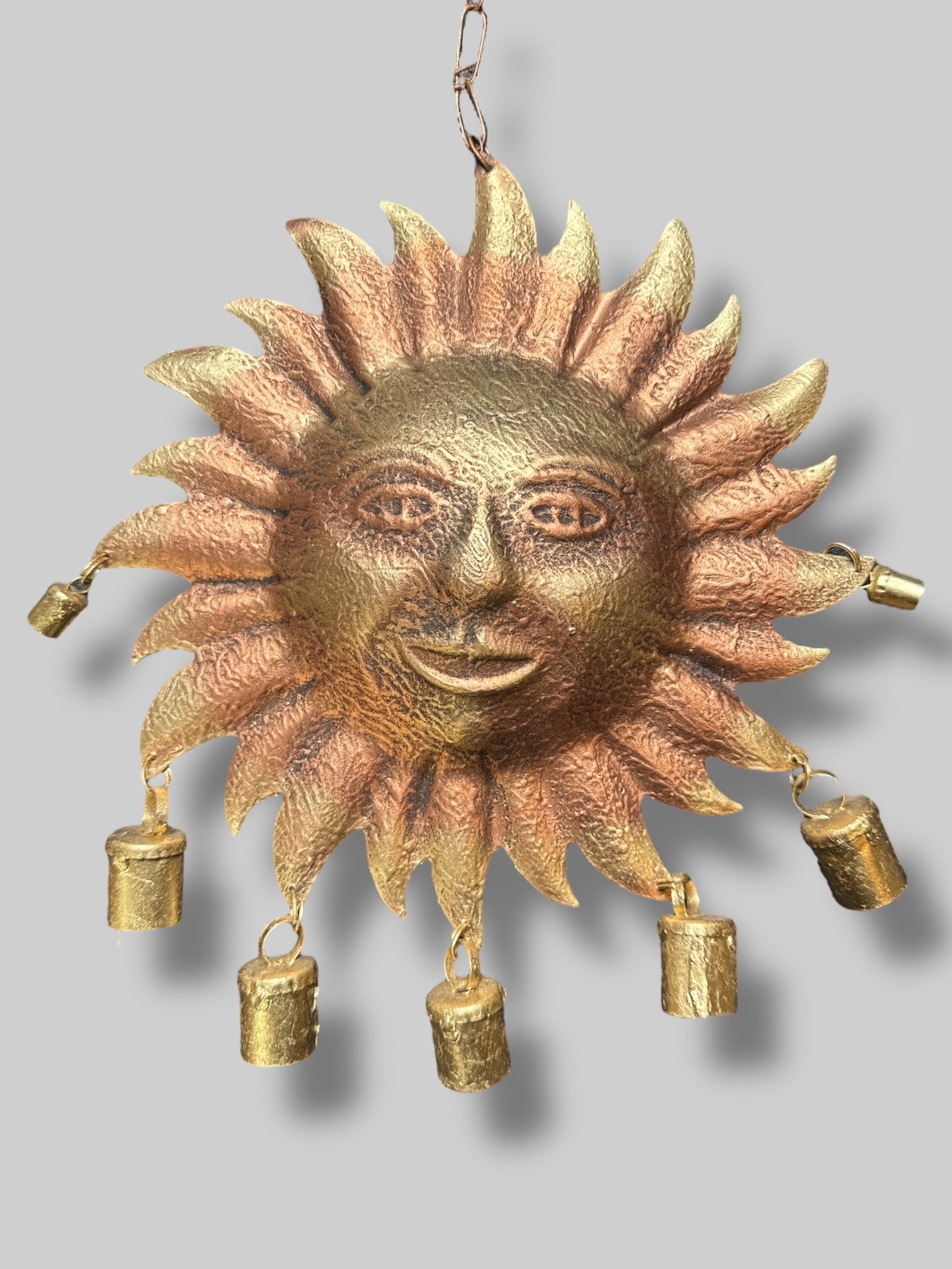 20” long and 10” gold tone sun wind chime