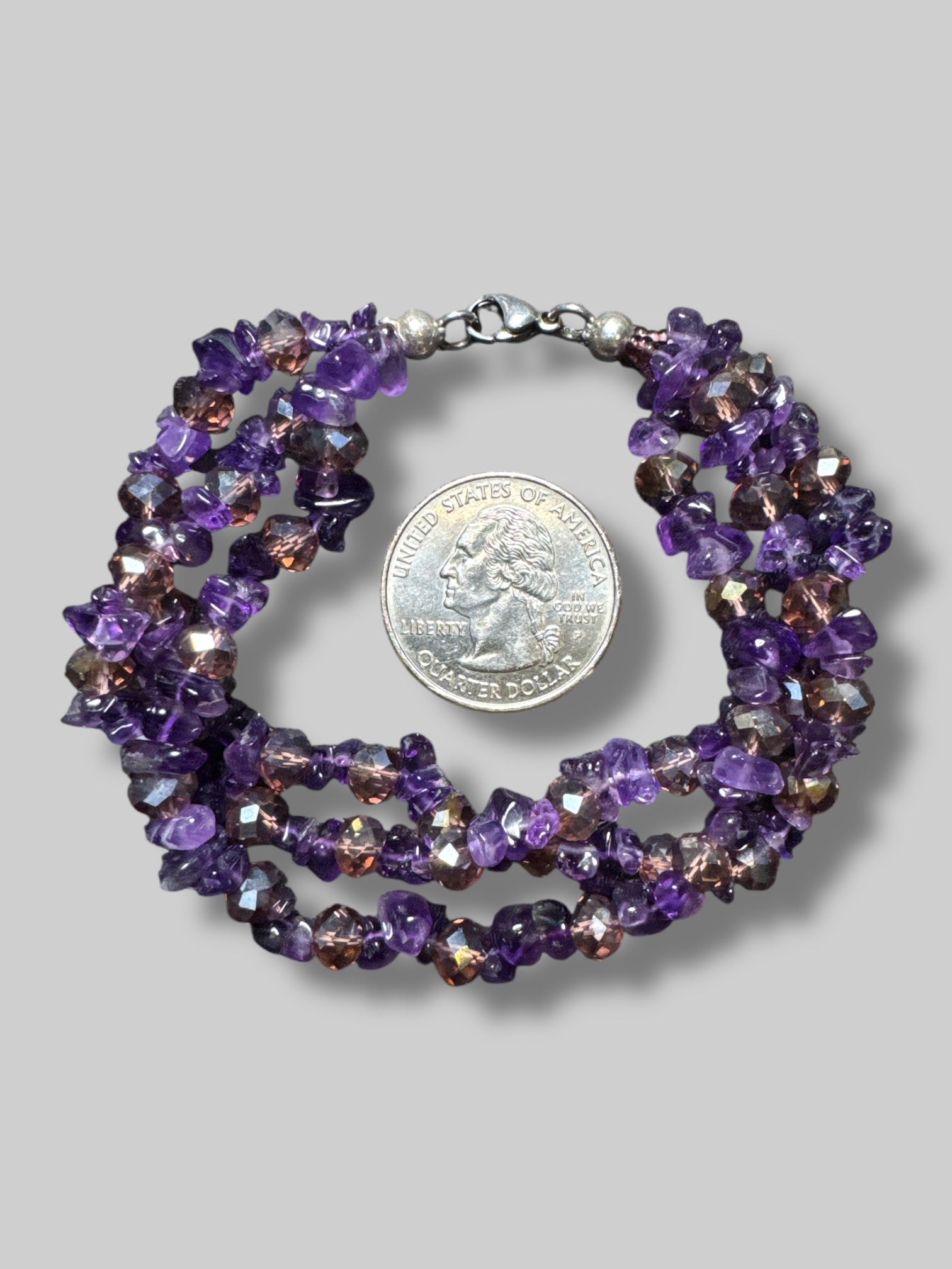 Beautiful purple and brown beaded bracelet