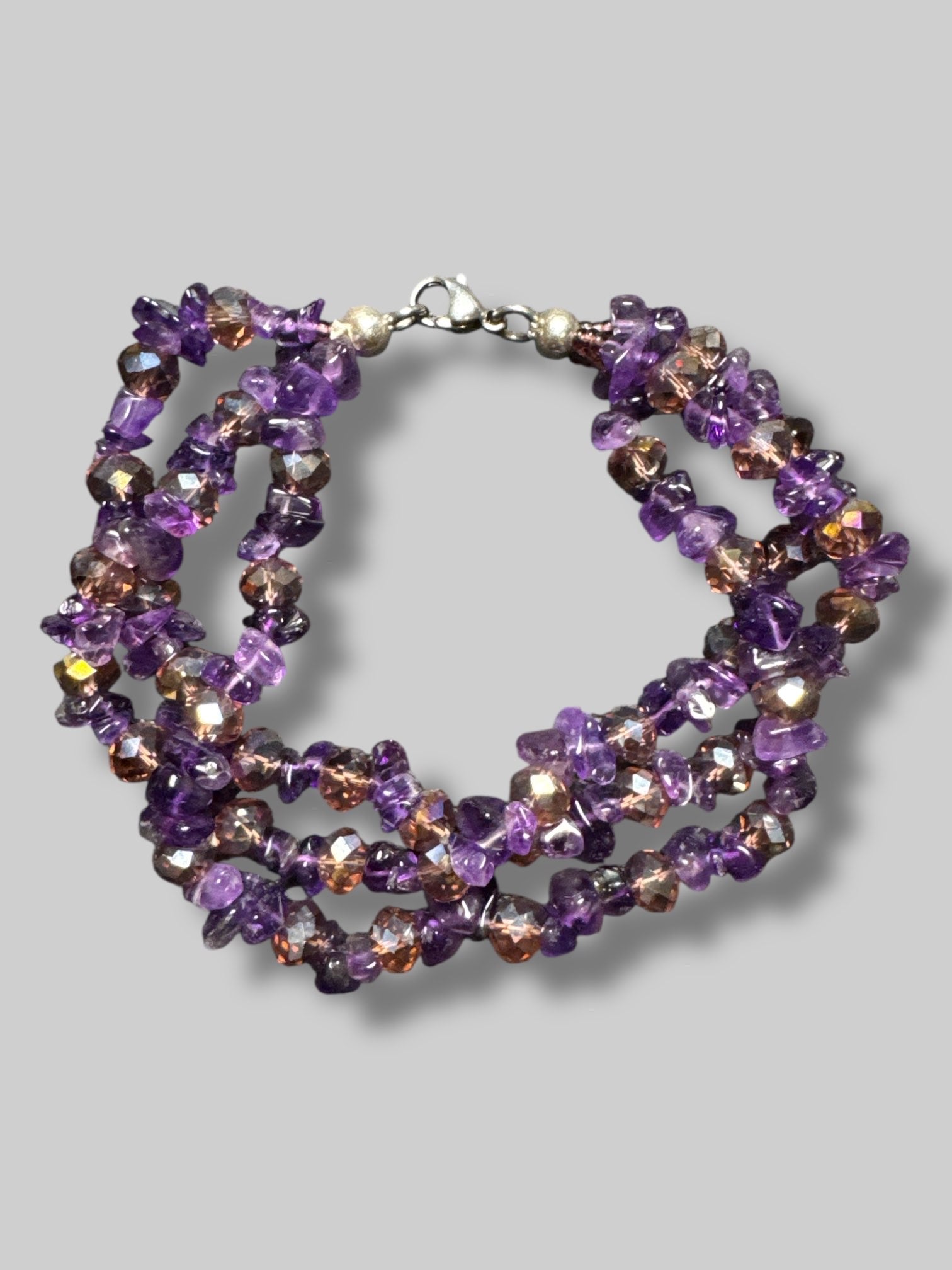 Beautiful purple and brown beaded bracelet