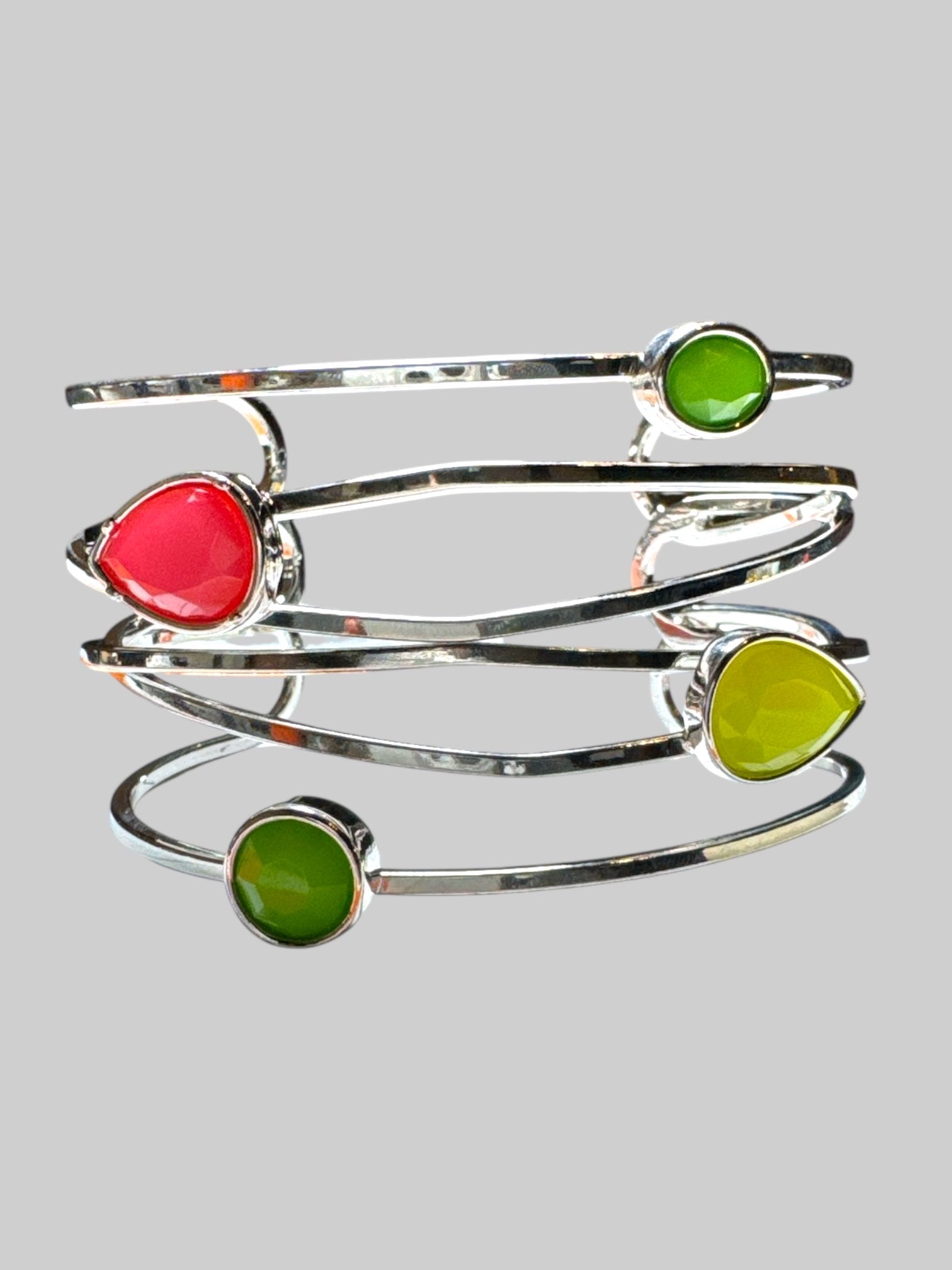 Silver tone funky cuff bracelet