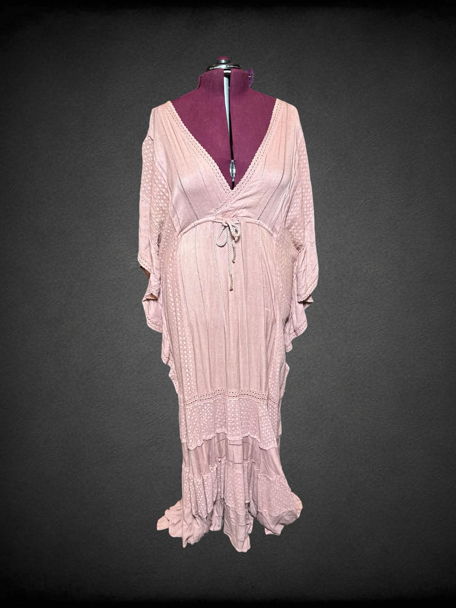 2X Free People pink dress with drawstring on front, tie on back, croch –  Witch Bitch Thrift