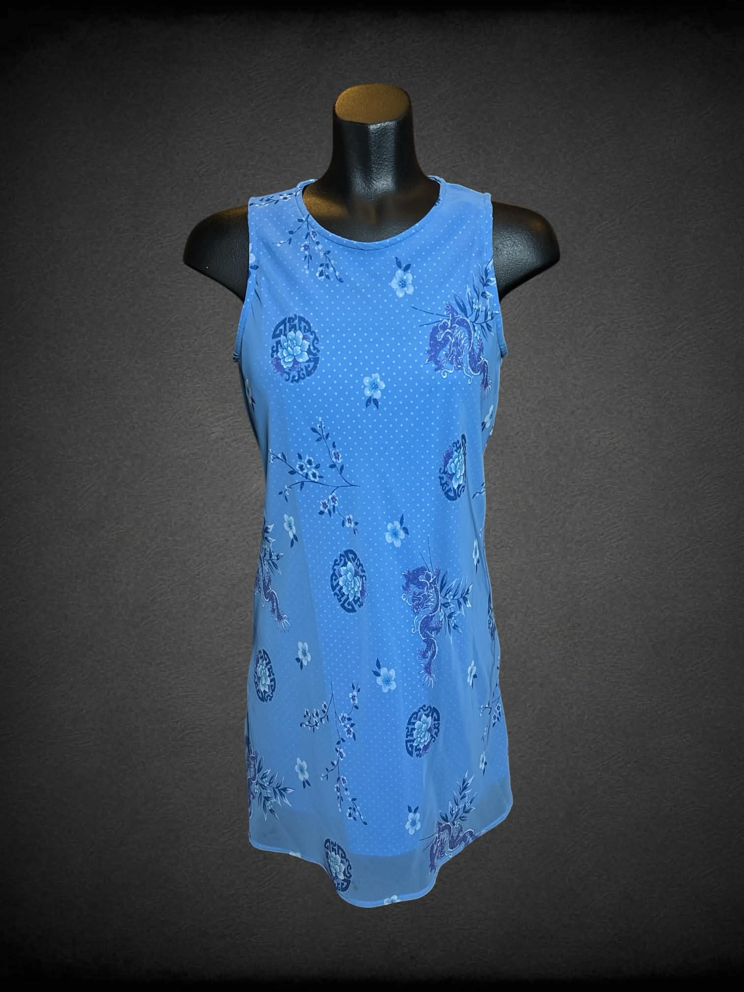M My Michelle vintage light blue sleeveless dress with white polka dot –  Witch Bitch Thrift