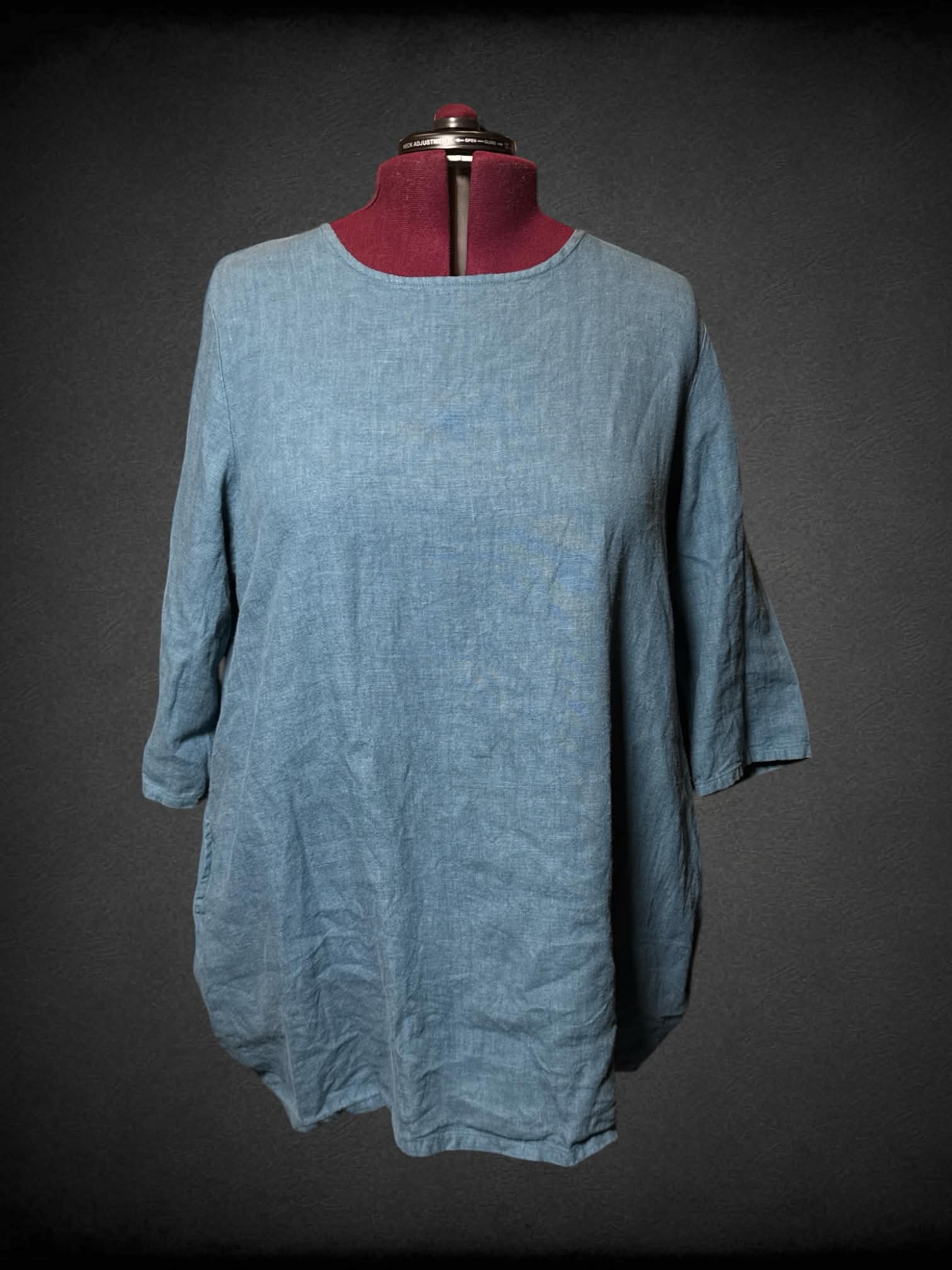 1X Bryn Walker blue three-quarter sleeve linen dress with pockets 1X Bryn Walker blue three-quarter sleeve linen dress with pockets