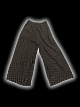 Load image into Gallery viewer, XXS Black &amp; white polka dot high waist wide leg pants w/ elastic waist, &amp; pockets
