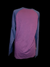 Load image into Gallery viewer, L NWT Burgundy, dark blue, &amp; olive green long sleeve crew neckline baseball style Henley top w/ chest pockets

