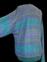 Load image into Gallery viewer, 5X Vintage 90s purple, green, &amp; orange knit long sleeve round neckline sweater w/ ribbed hem
