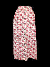Load image into Gallery viewer, XL Vintage 70s cream &amp; red floral print button down cotton maxi skirt w/ elastic waist
