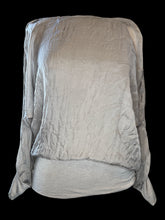 Load image into Gallery viewer, S Taupe balloon sleeve dolman top w/ lace accent, &amp; scoop neck
