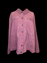Load image into Gallery viewer, 2X Dusty rose cotton corduroy long sleeve button down jacket w/ folded collar, button cuffs, &amp; pockets
