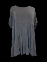 Load image into Gallery viewer, 1X Dark grey short sleeve wide neckline tiered top
