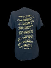 Load image into Gallery viewer, L Blue, yellow, &amp; white “The Story So Far” graphic short sleeve crew neckline top
