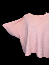 Load image into Gallery viewer, 4X Pink textured cotton fabric short sleeve round neckline crop top

