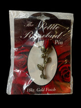 Load image into Gallery viewer, NWT Silver 18k gold &amp; red rosebud pin
