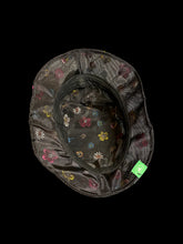 Load image into Gallery viewer, Black mesh &amp; multicolor floral embroidery bucket hat
