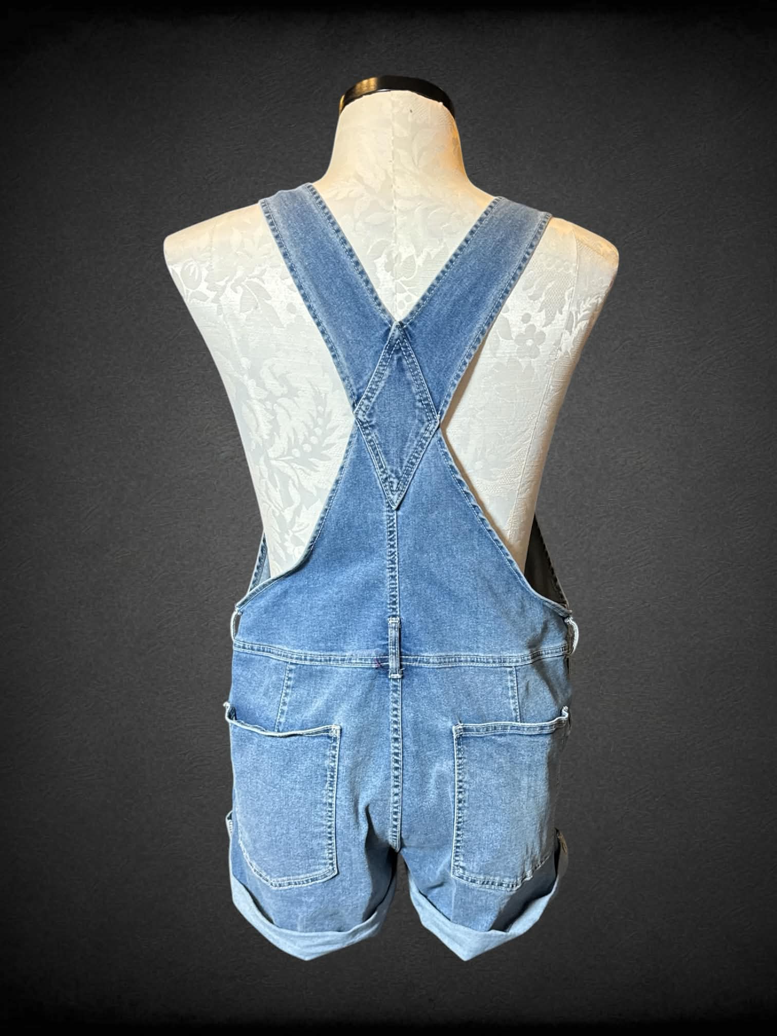 0X No Boundaries denim short overalls with pockets