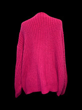 Load image into Gallery viewer, 4X Hot pink cable knit long sleeve high neckline sweater
