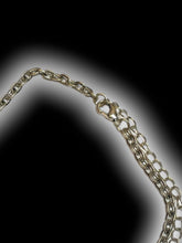 Load image into Gallery viewer, Silver-like choker necklace w/ butterfly &amp; teeth charms
