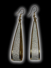 Load image into Gallery viewer, Bronze-like &amp; sparkly silver teardrop loop wire hook dangle earrings
