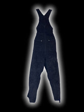 Load image into Gallery viewer, XL Black corduroy straight leg overalls w/ adjustable straps, side button closures, &amp; pockets
