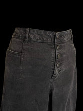 Load image into Gallery viewer, XL Black denim high waist taper leg pants w/ pockets, belt loops, &amp; five button closure
