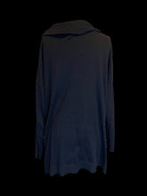 Load image into Gallery viewer, 0X Black cotton blend knit long sleeve cowl keyhole neckline sweater w/ silver-like stud details
