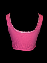 Load image into Gallery viewer, M NWT Hot pink sleeveless bustier w/ ruffle detail, &amp; hook/eye clasp closure
