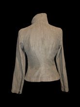 Load image into Gallery viewer, S Vintage 90s light brown faux suede long sleeve asymmetric zip-up jacket w/ pockets
