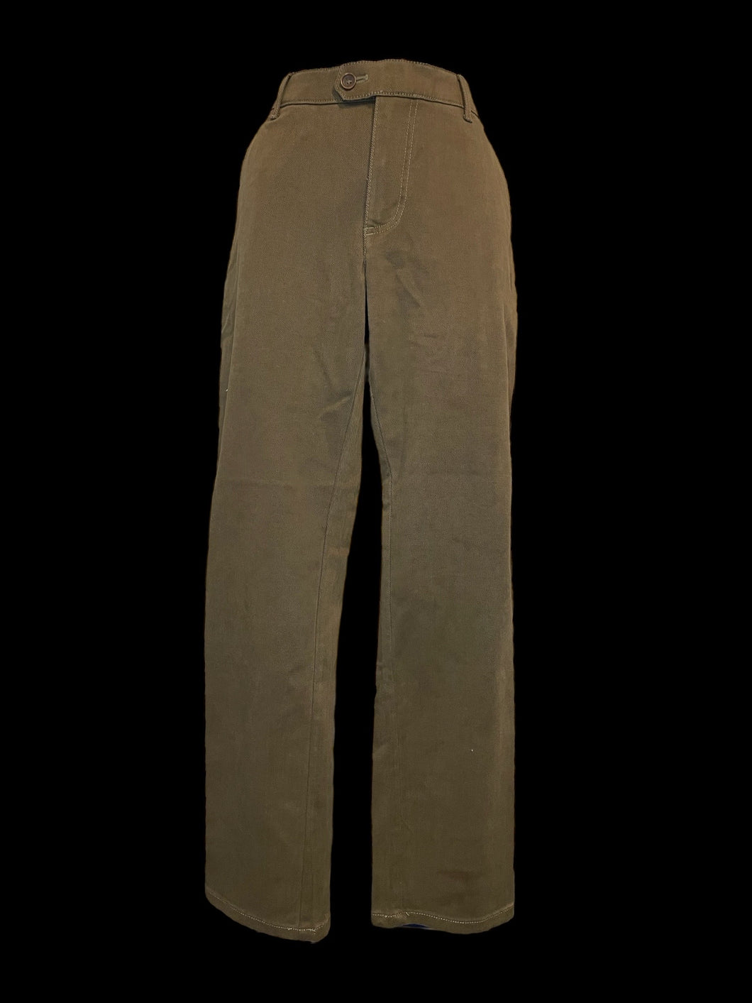 L NWT Dark brown mid rise straight leg pants w/ pockets, belt loops, & button/clasp/zipper closure
