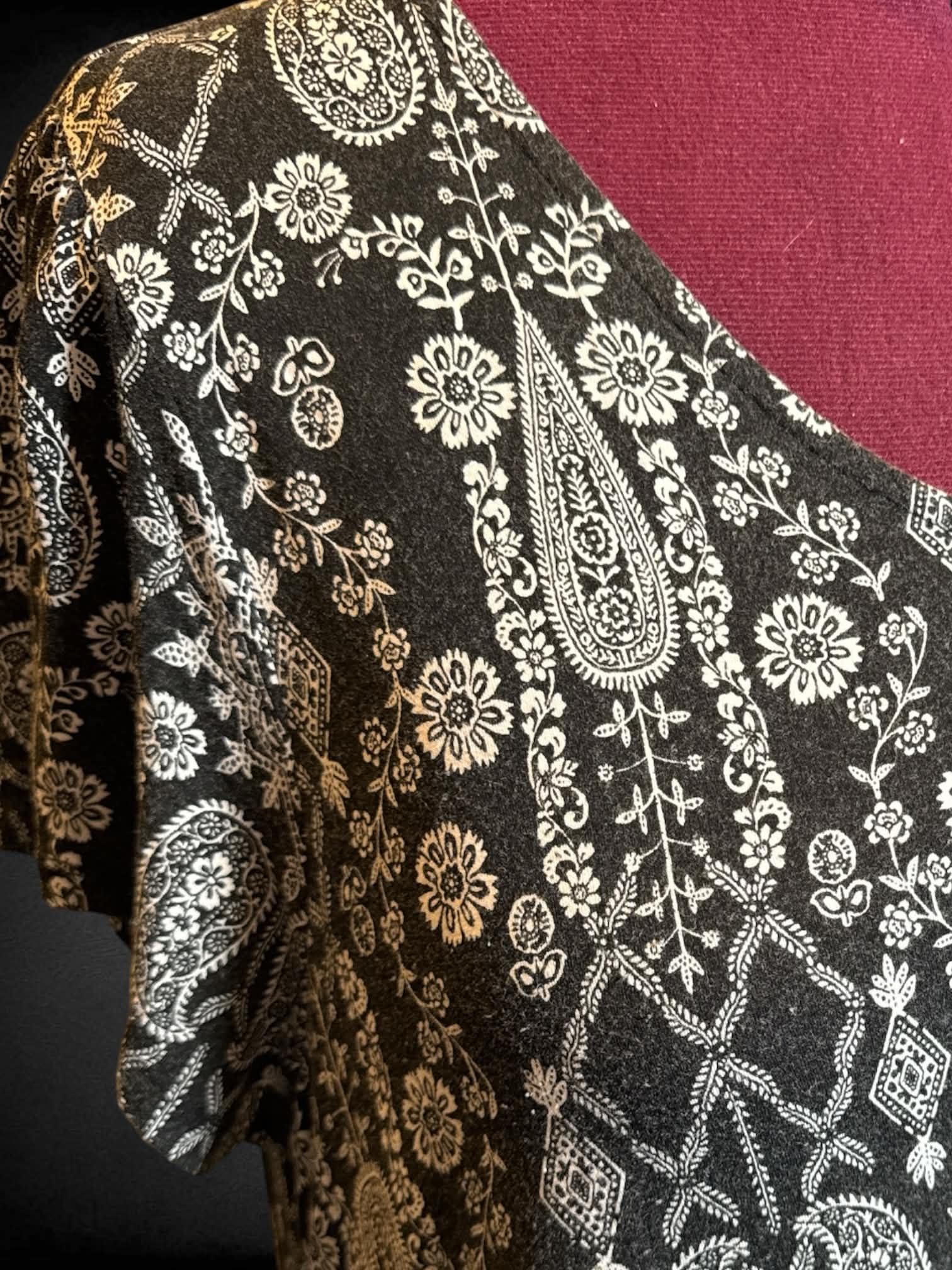 3X Lucky Brand black and white paisley short sleeve dress