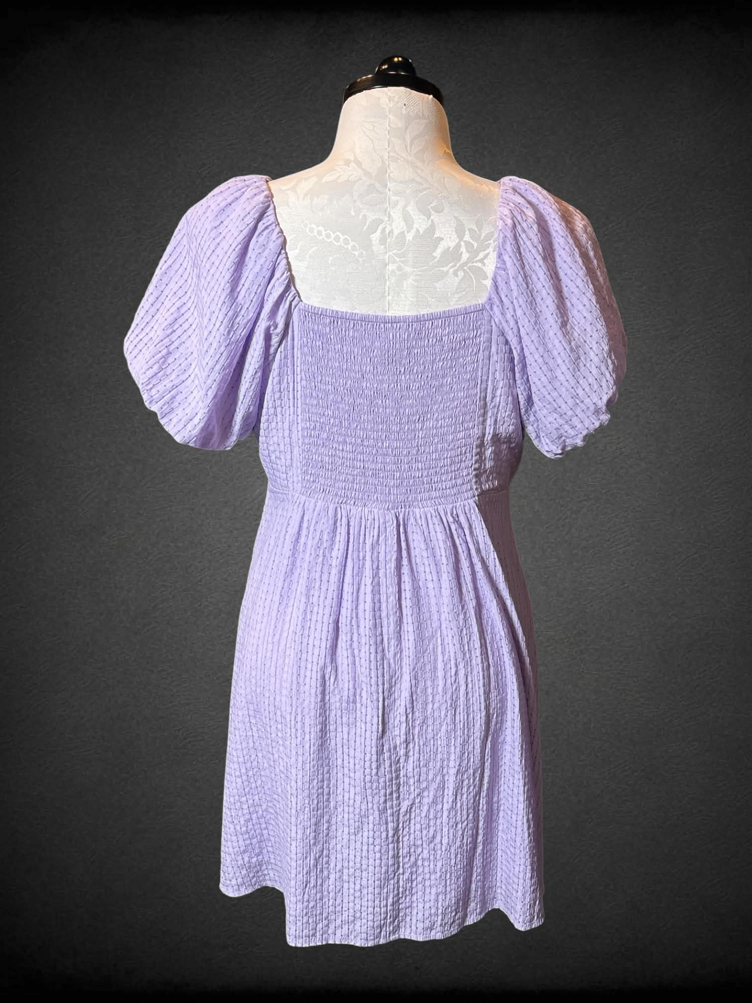 XL Old Navy purple sundress with puff sleeves, shirred back and empire waist seem