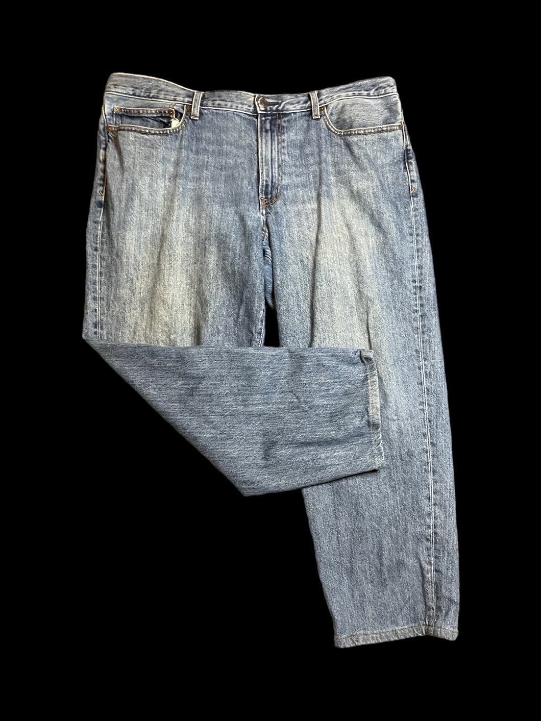 0X Blue denim pants w/ pockets, belt loops, & button/zipper closure