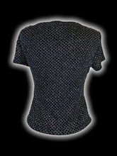 Load image into Gallery viewer, 0X Vintage 80s black short sleeve top w/ glitter diamond window pane plaid design
