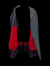Load image into Gallery viewer, L Vintage 70s slate grey long sleeve button down coat w/removable warm lining, &amp; pockets
