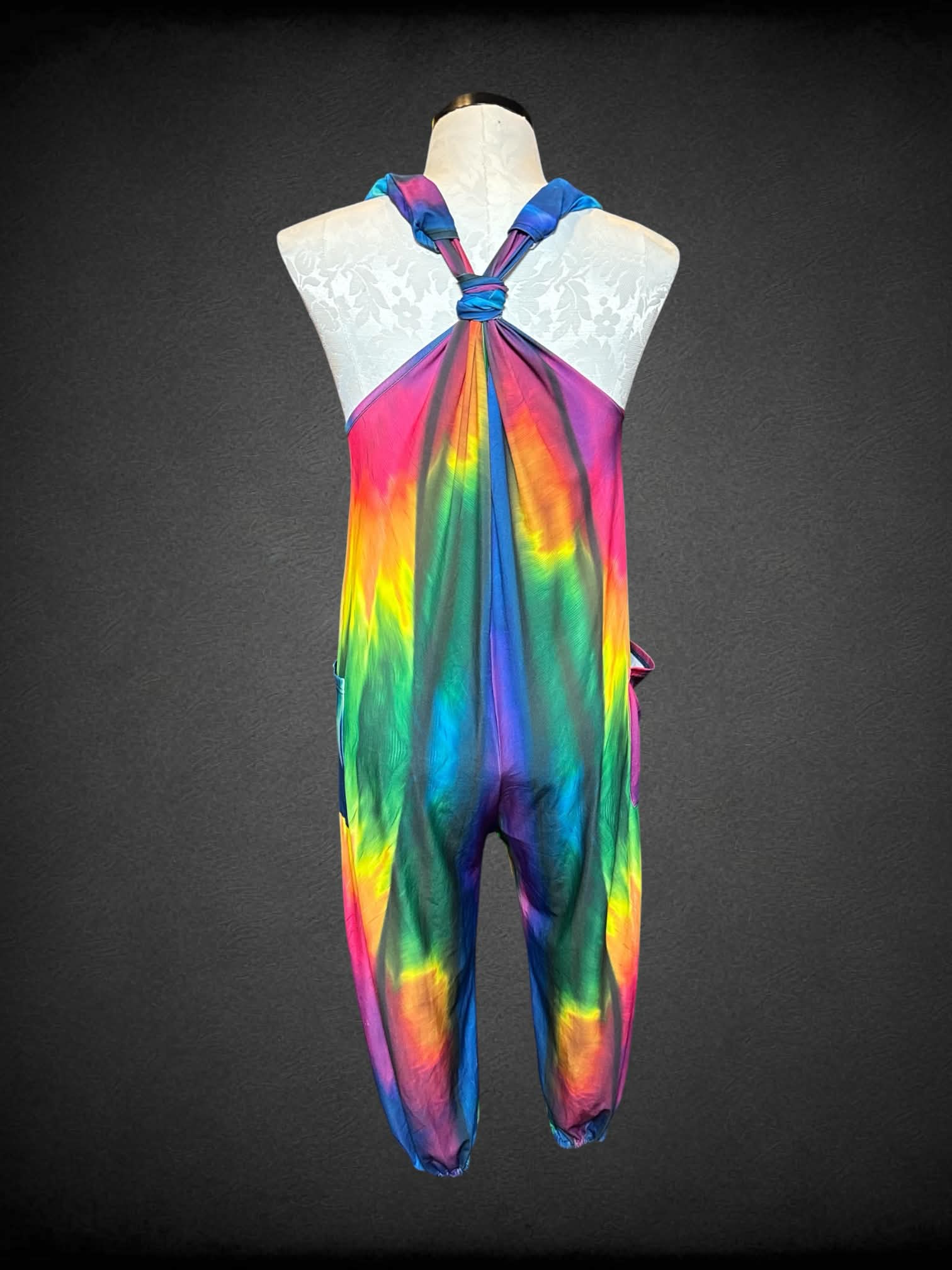 0X Lily by Firmiana rainbow tie dye sleeveless jumpsuit with pockets