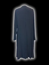 Load image into Gallery viewer, 2X Black long sleeve mock wrap bust dress w/ flutter ruffle detail
