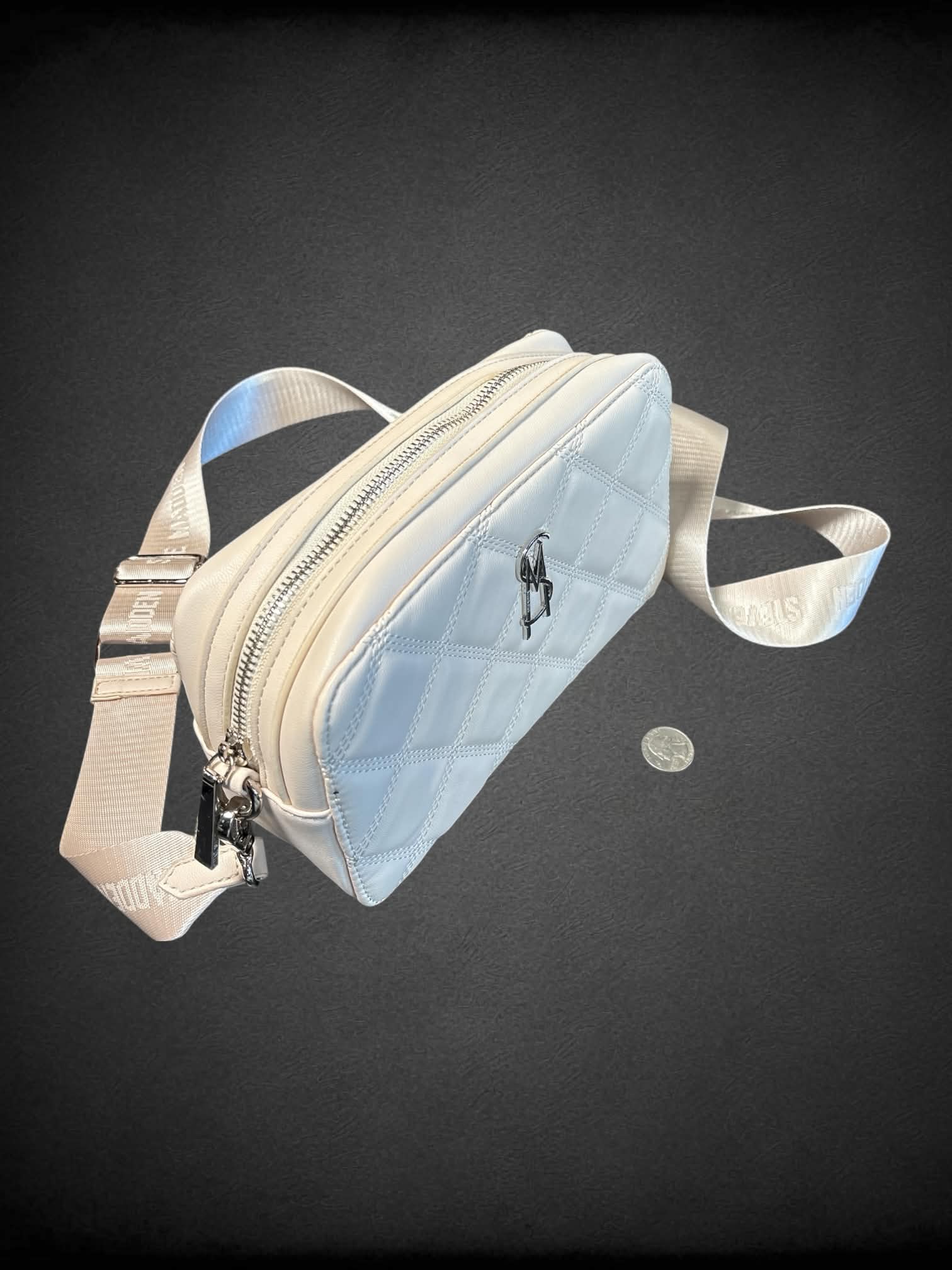 Steve Madden Quilted White Crossbody Bag with with changeable strap