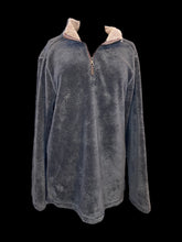 Load image into Gallery viewer, XL Dark grey faux fur long sleeve 3/4 zip sweater
