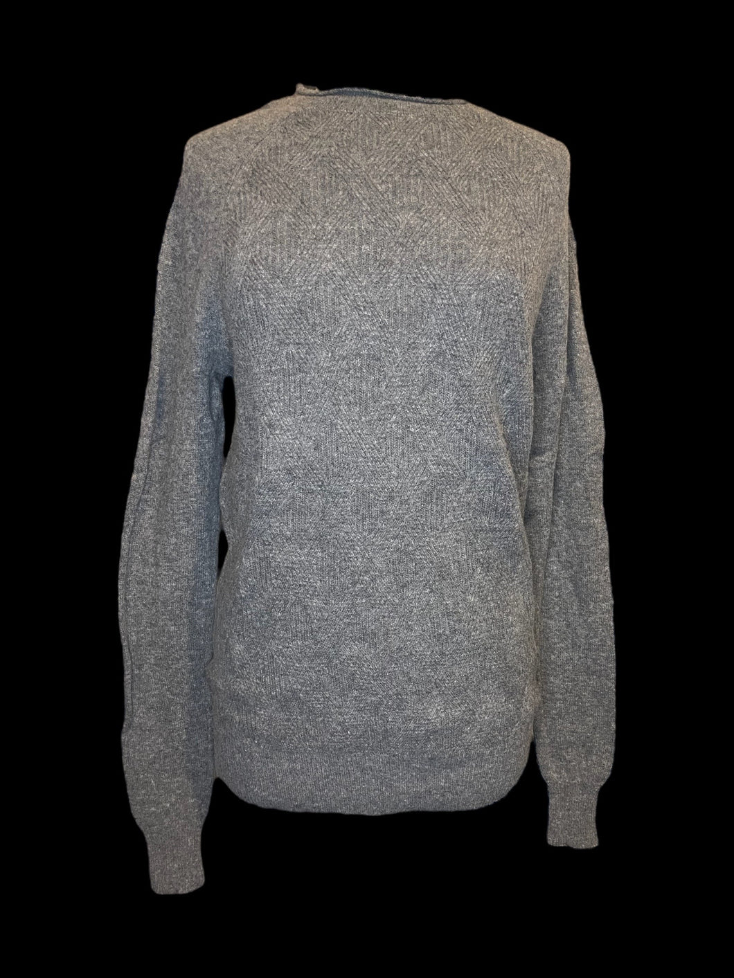 0X Vintage 80s heather grey wool cable knit sweater