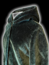 Load image into Gallery viewer, L Dark green faux fur zip-up jacket w/ snap button neckline, &amp; hood

