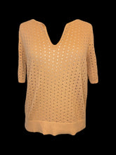 Load image into Gallery viewer, 2X Peach cotton loose knit short sleeve notch neckline top
